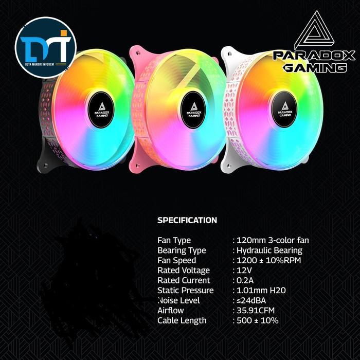 Paradox Gaming HYPERSONIC - 120mm Rainbow Fixed Led Fan Casing - Black Edition
