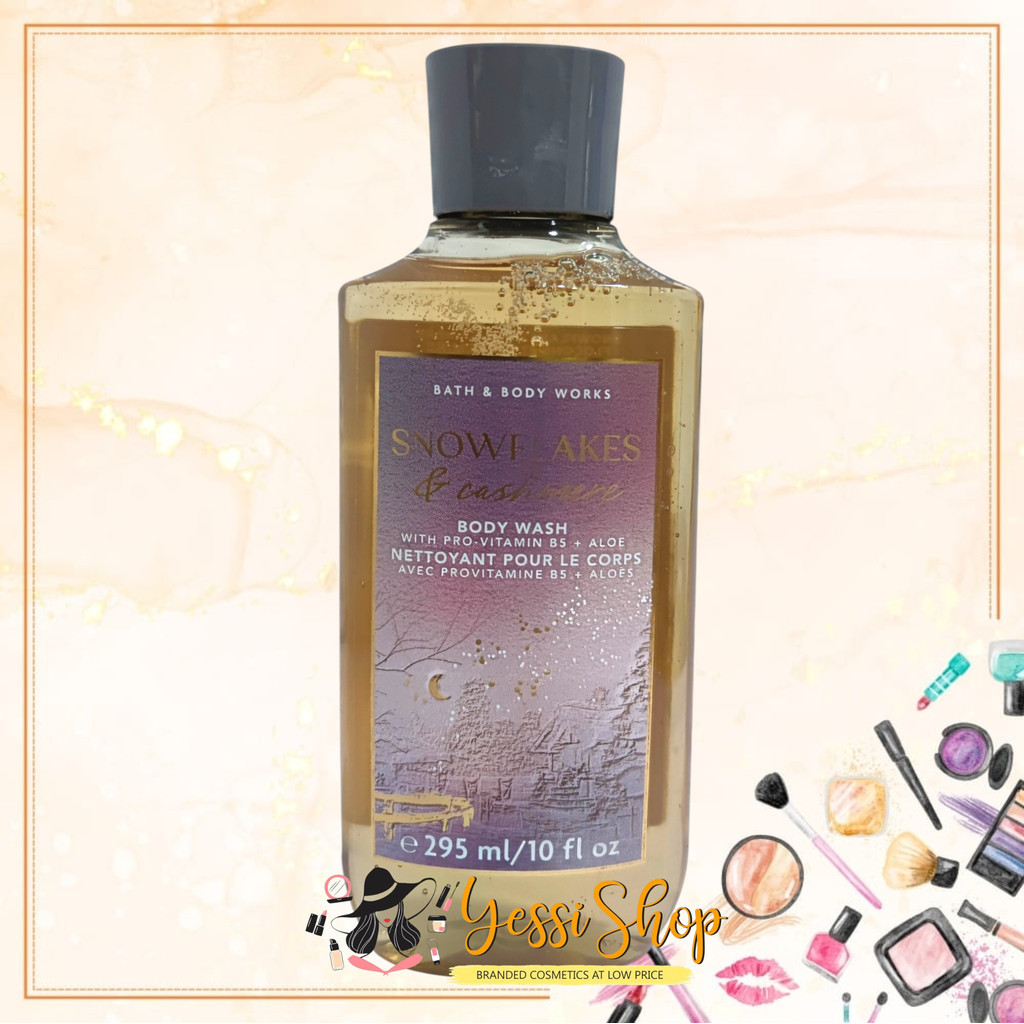 Bath & Body Works SNOWFLAKES & CASHMERE Body Wash 295ML With Pro-Vitamin B5 + Aloe