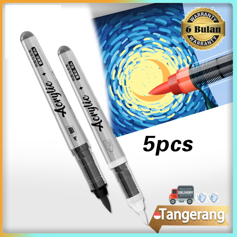 5pcs Acrylic Marker Satuan Warna Hitam Dan Putih Acrylic Paint Pen