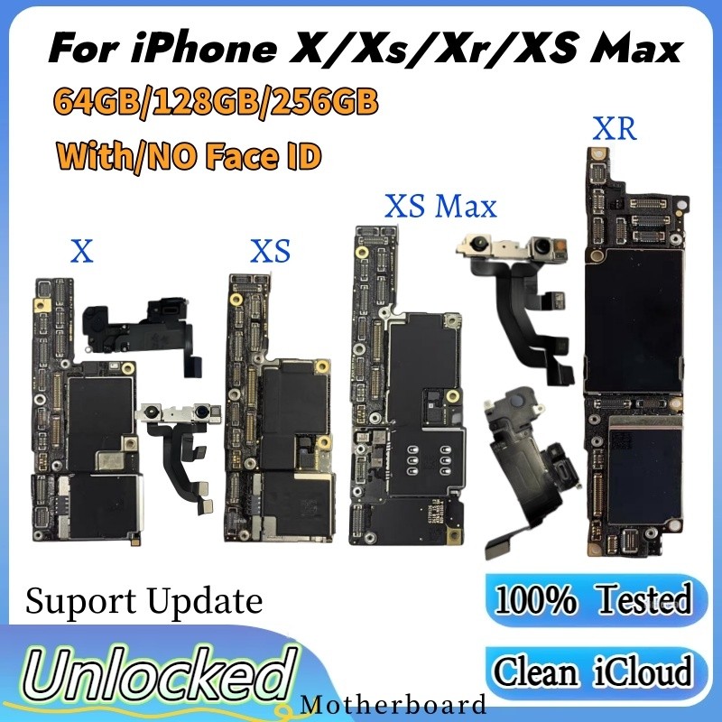 Fully Unlocked Mainboard For iPhone X XR XS Max Motherboard With/no Face ID Full ips Clean iCloud Su