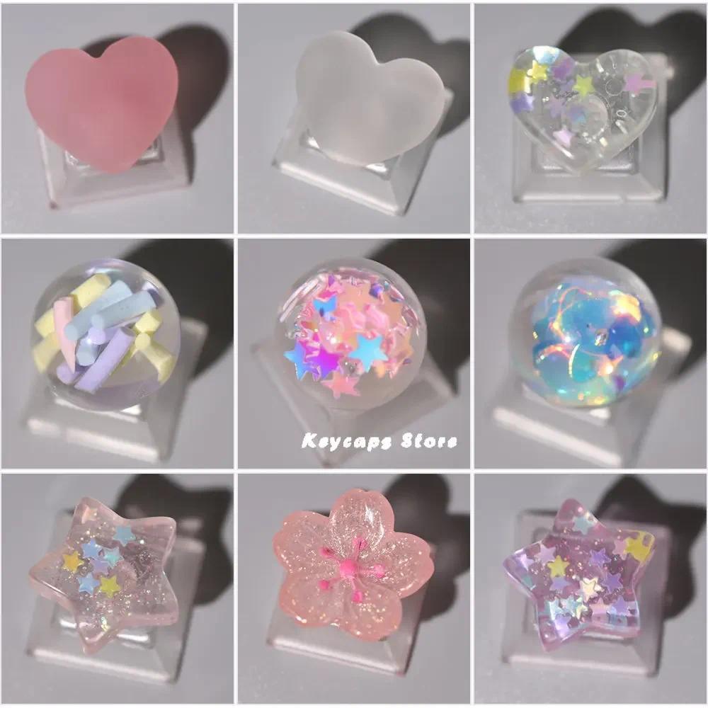 Y Personalized Keycaps Cute Cat Claw Crystal Keycaps Handmade Meanical Keyboard ESC Keys Pink Crysta