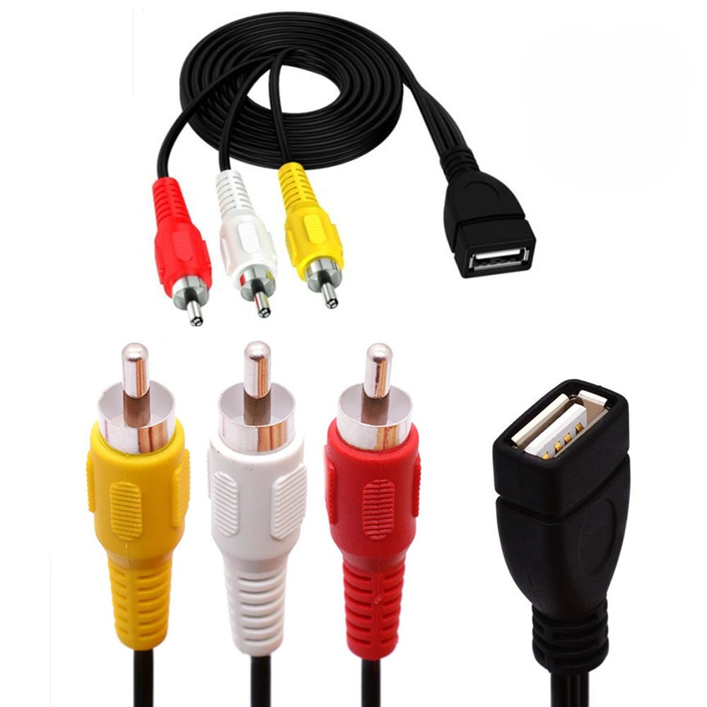 USB Female Head To 3 RCA Male Adapter Auo Converter Video AV AV Cable USB To RCA Cable for HDTV TV T