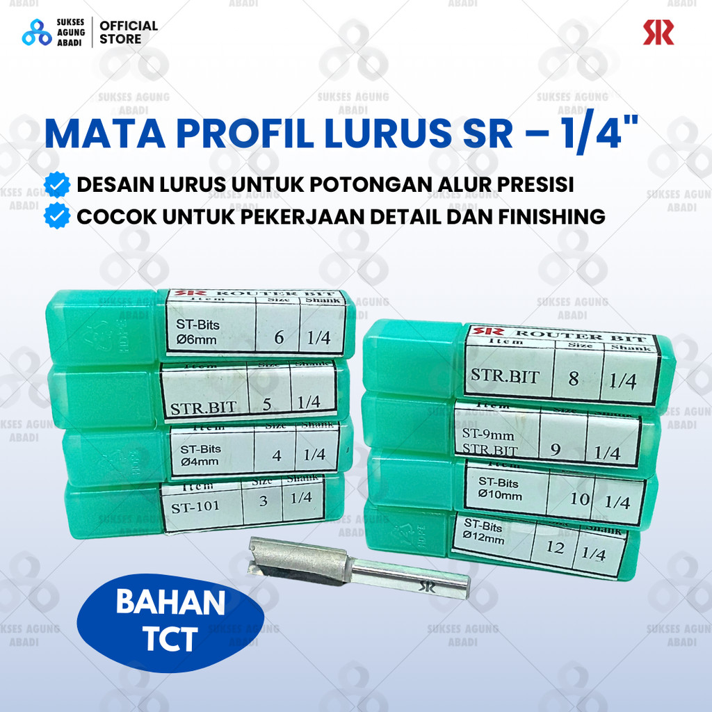 Mata Profil Lurus SR – Router Bit 1/4" Setara YASAKA