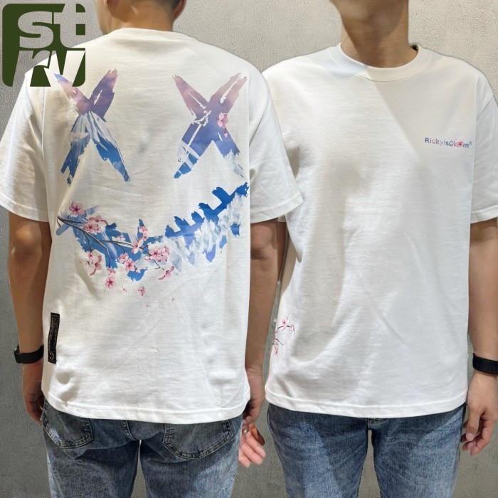 RIC Ricky is Clown Blue Fuji Sakura Flower White Tee Original