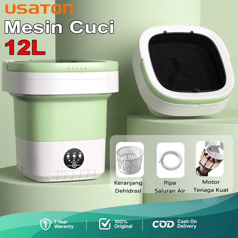 USATON Mesin Cuci Mini 12L Mesin Cuci Lipat Mesin Cuci Mini & Pengering Portable Sterilisasi Cahaya
