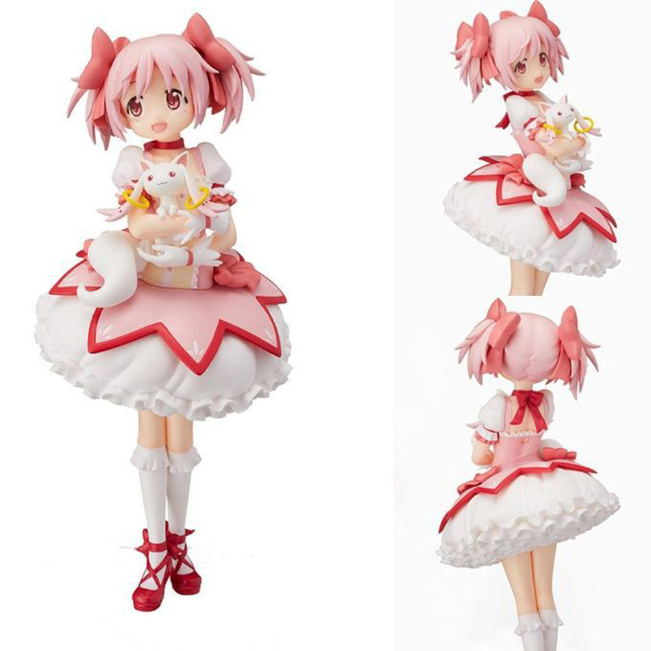 18cm Puella Magi Madoka Magica Kaname Madoka With Kyubey PVC Anime Figure Girl Exquisite Collectible