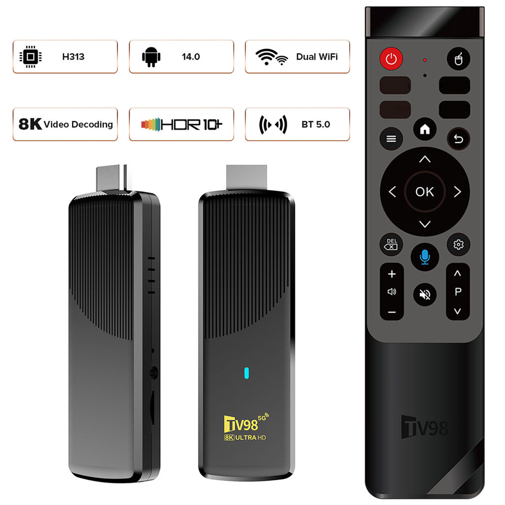TV98 ATV Smart TV Stick Full HD 4K 1080P TV Box Video Player 2.4G&5G Dual WiFi TV Stick Remote TV Bo