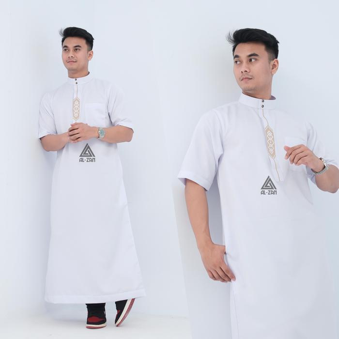jubah pria muslim reguler jubah gamis pria lengan pendek Bordir busana muslim baju jubah muslim Kanc
