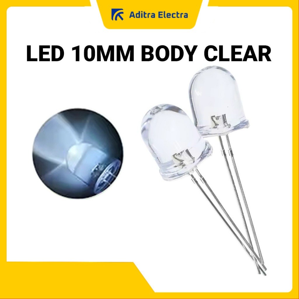 LED 10mm Body Clear - Warna Putih
