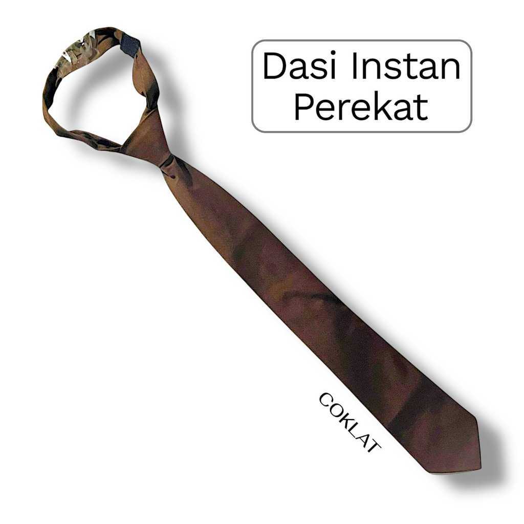 Dasi Instan Pria Coklat Tua Polos