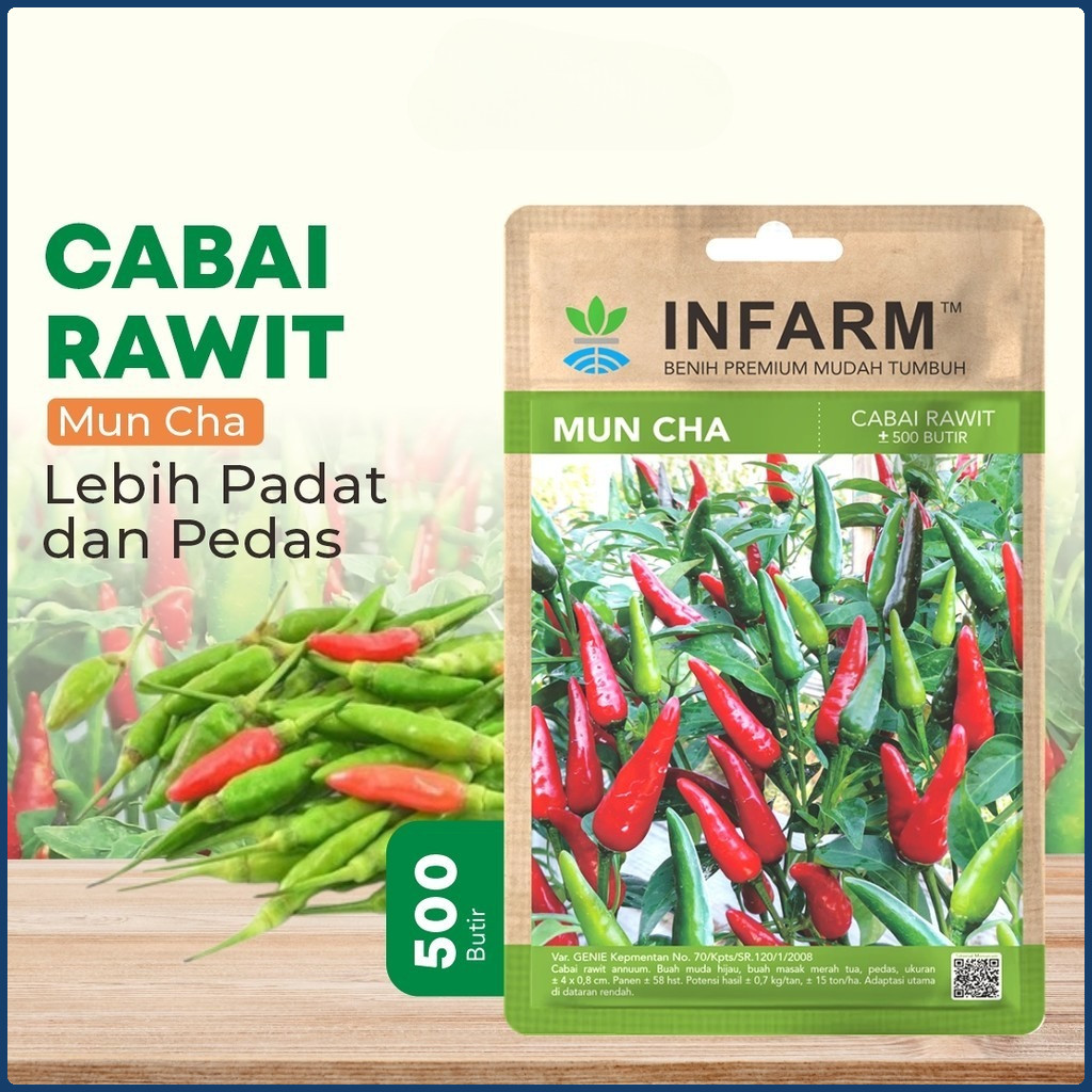 Benih Unggul Bibit Biji Cabe Rawit Mun Cha INFARM Merah Hijau Sudah Bersertifikat F1 Premium