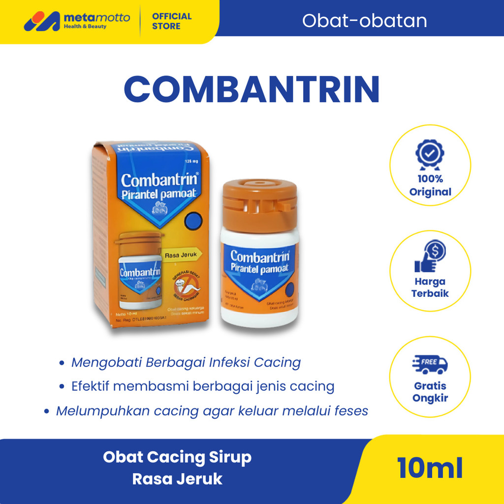 Combantrin Sirup Jeruk 10 ml -   Obat Cacing Pyrantel Pamoate