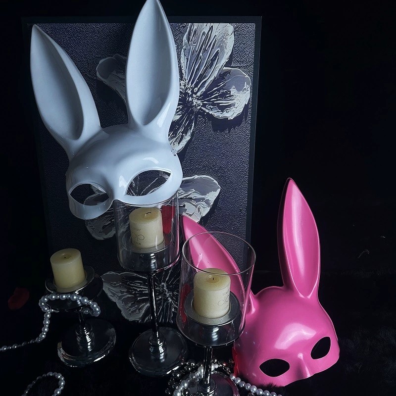 Black White Rabbit Mask Halloween Party Decoration Party Long Ears Rabbit Bunny Mask Costume Cosplay