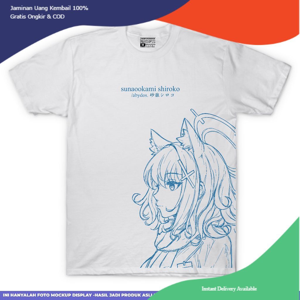T-shirt Kaos Anime Game Blue Archive - Sunaookami Shiroko