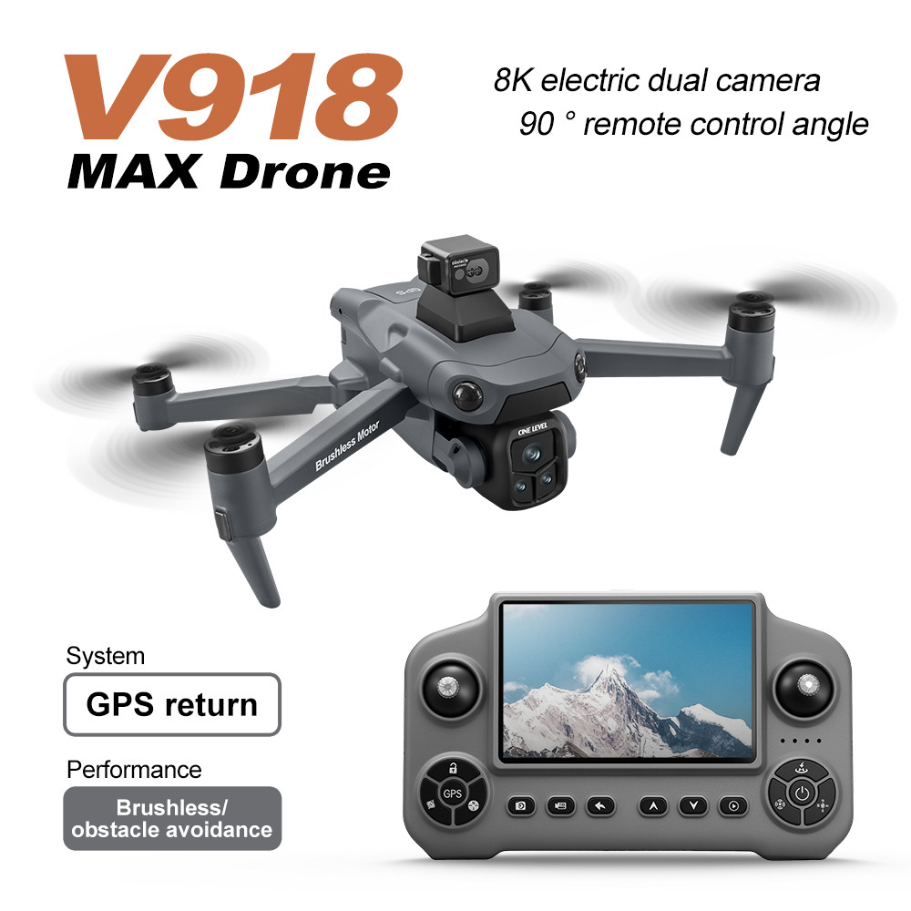 Drone GPS V918 MAX 360 °   Kamera Profesional 8K dengan Penghindaran Rintangan Laser, 3 Baterai, WIF