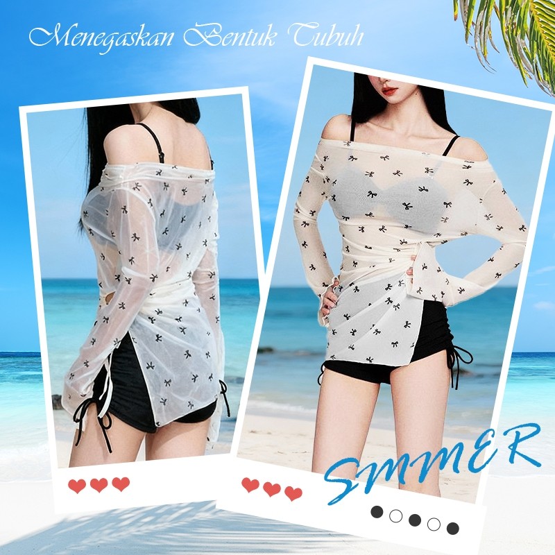 Baju Renang Wanita Set Bikini dengan Cover Transparan Anti UV Sexy dan Stylish