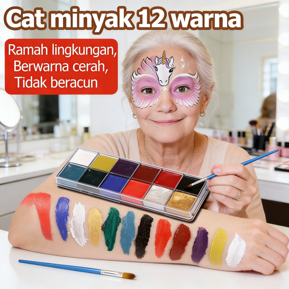 Wajah Painting Palette Face Body Painting Wajah Cat 12 Warna Painting