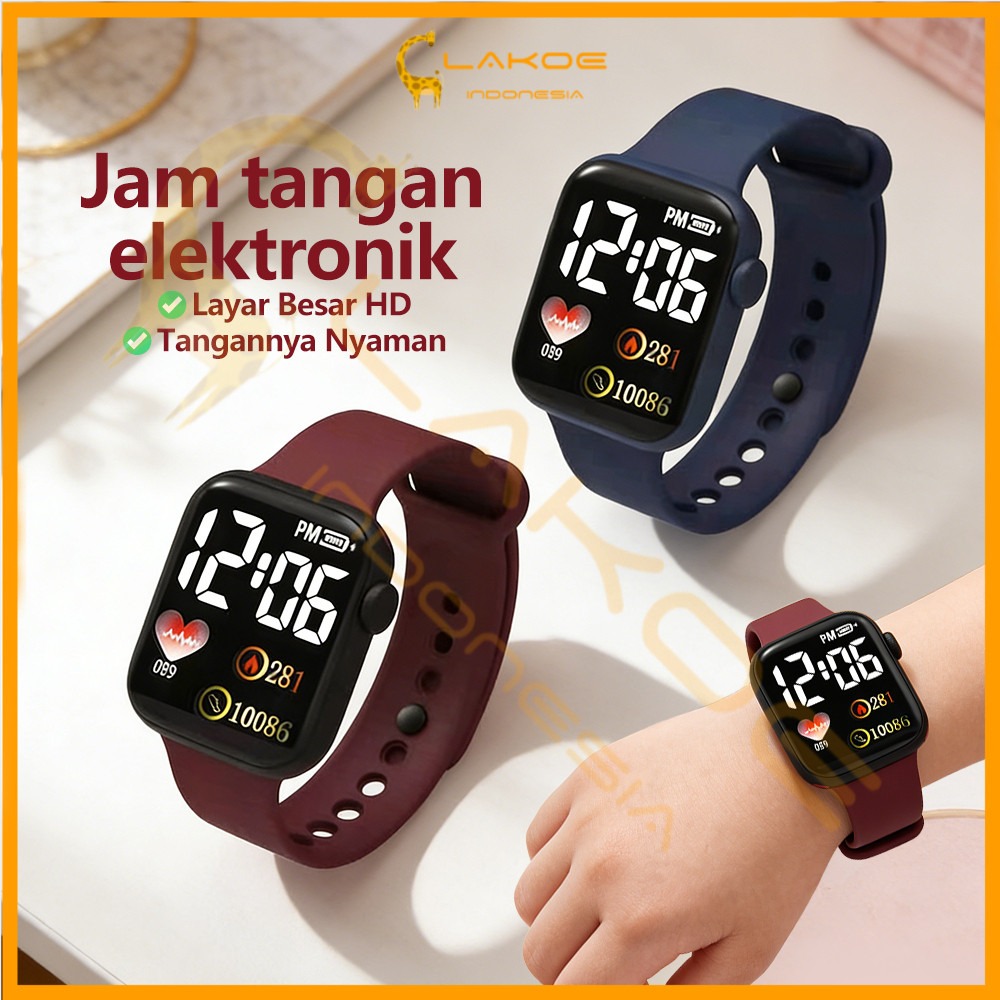 Lakoe Jam Tangan LED Digital Jam Tangan Anak Cowok Cewek Digital Tahan Air Jam Tangan Karet LED Kota