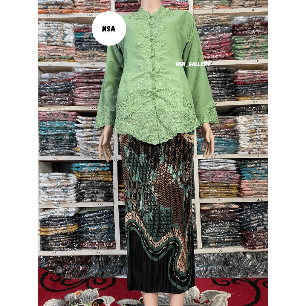Kebaya Encim Modern Polos Tangan Panjang