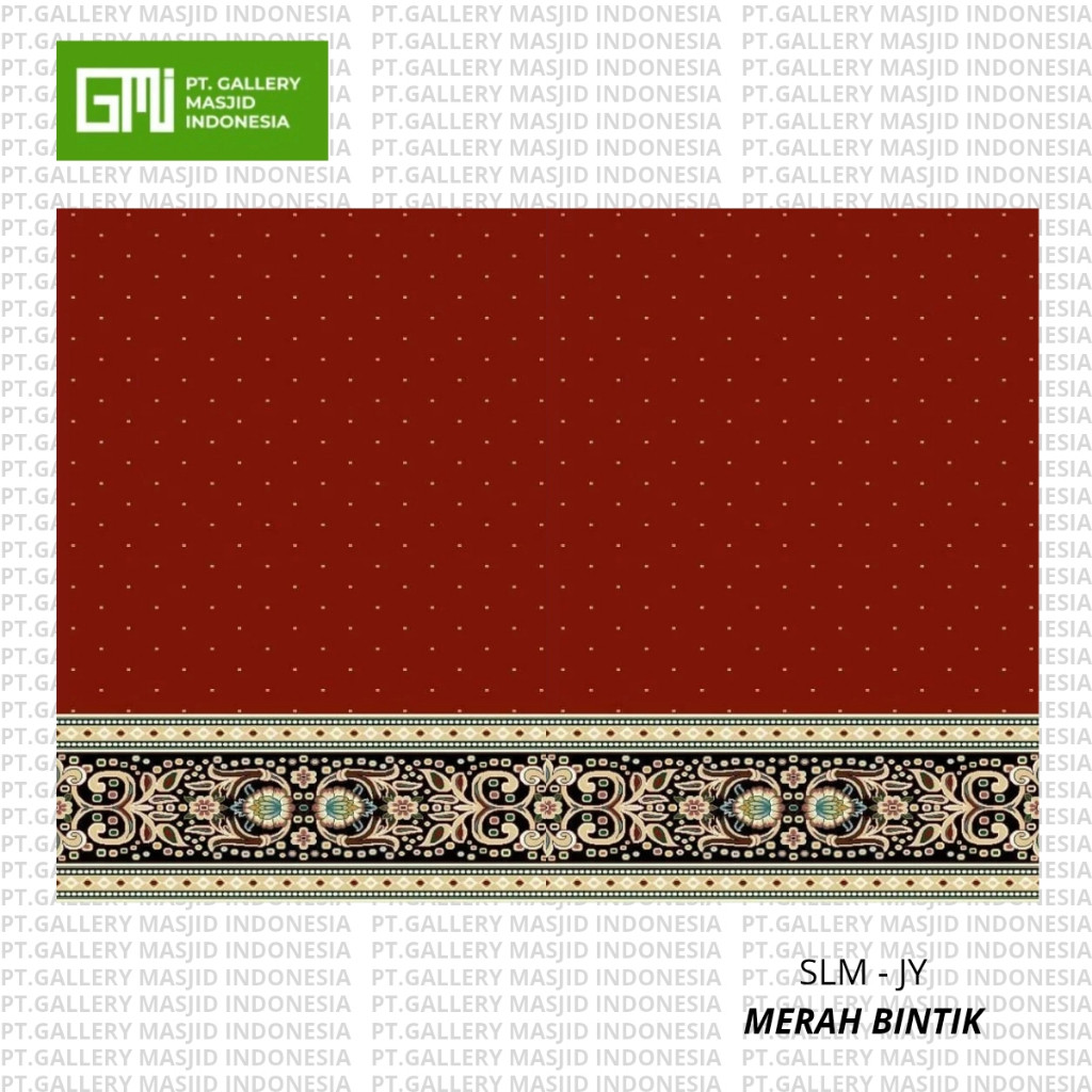 Karpet Sajadah Masjid SOLOMON Tebal 12mm Motif Polos Bintik Merah Hijau / Karpet Roll