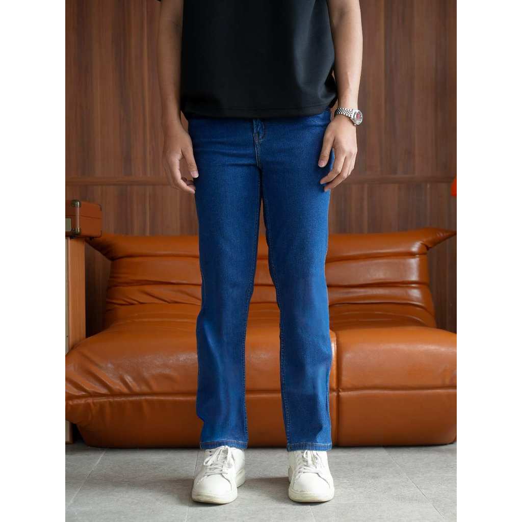 FOREX Celana Jeans Pria Biru Polos Regular Fit DLRS3663