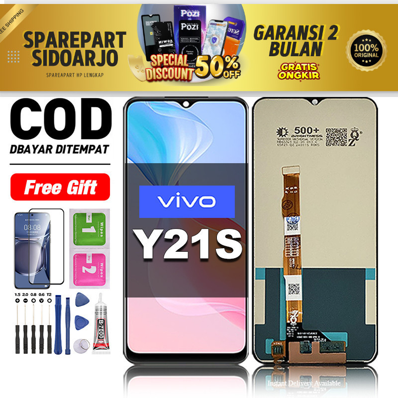 LCD VIVO Y21S Fullset hp layar Touchscreen untuk Glass Touch Screen Digitizer COD original free lem-