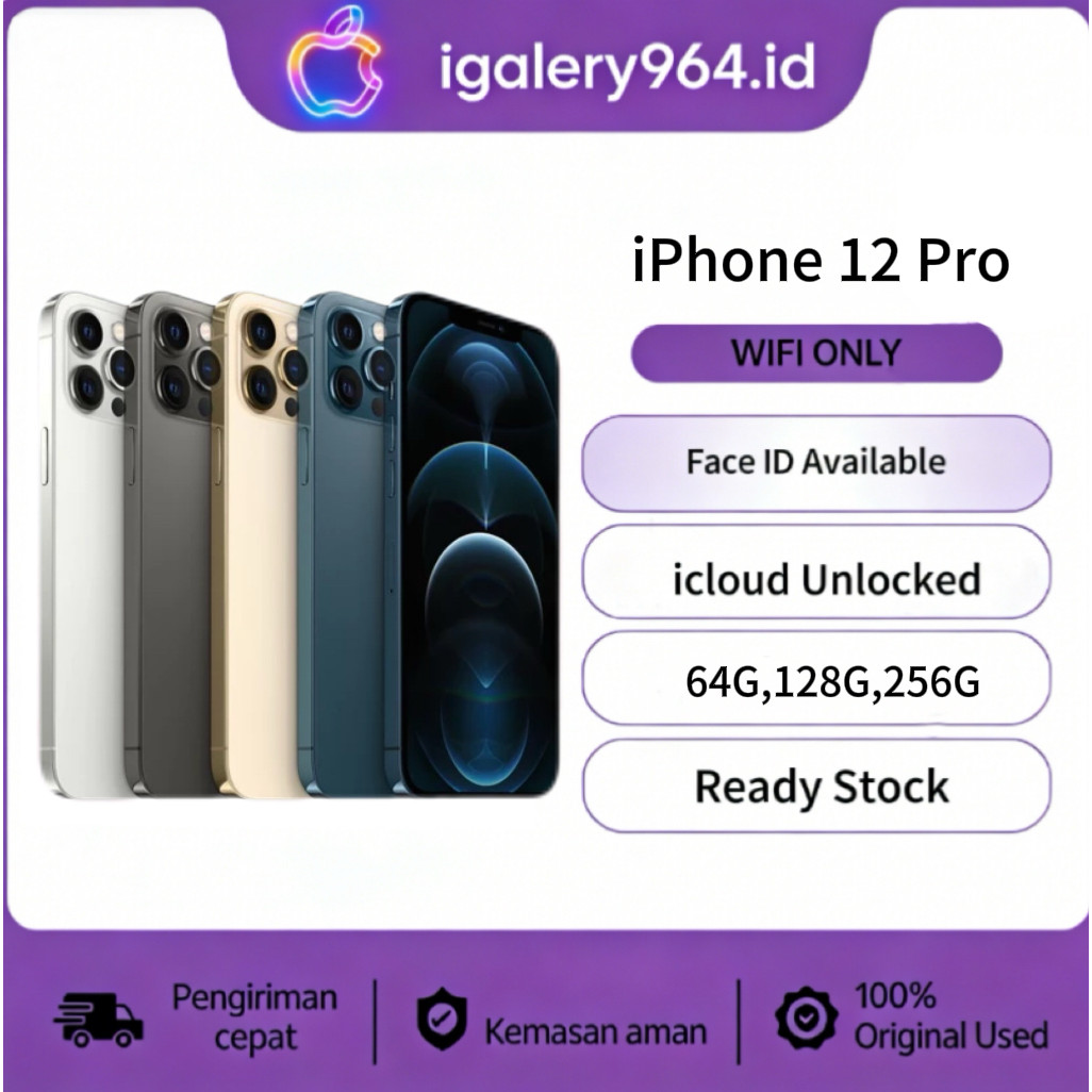 HP IPHONE 12 PRO WIFI ONLY 128GB/256GB/512GB Bekas Second Original Mulus Fullset Semua Fungsi Normal