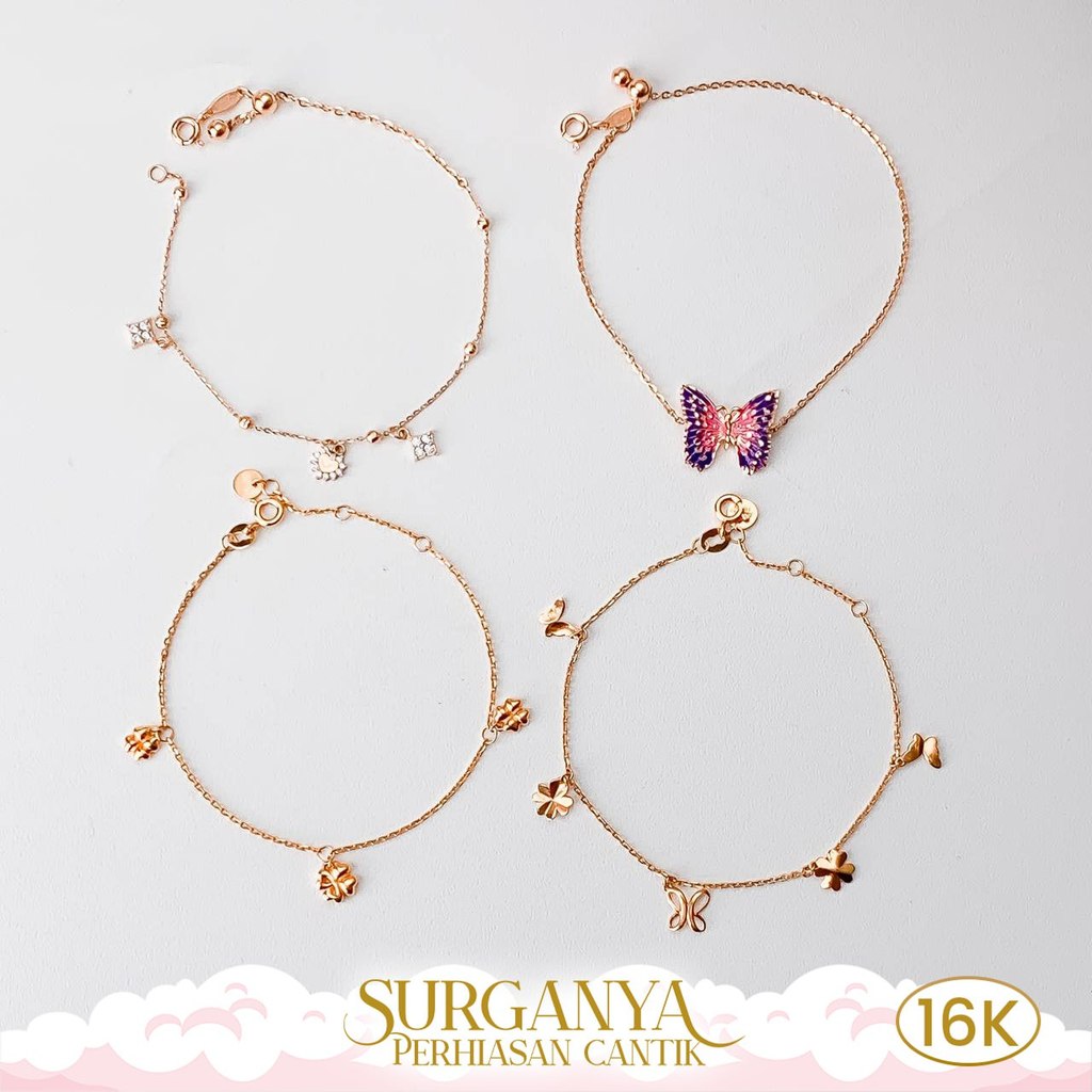 Gelang Emas Kadar 16K Model Minimalis Serut dan Extension Macan Gold