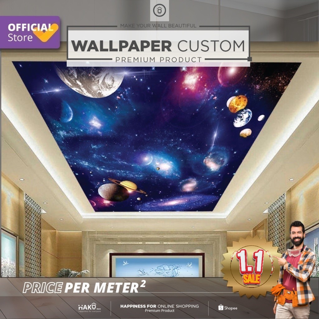 Sticker Plafon Custom Ruang Tamu | Gambar Langit dan Luar Angkasa 1.5 | Plafon | Wall Sticker | Wall