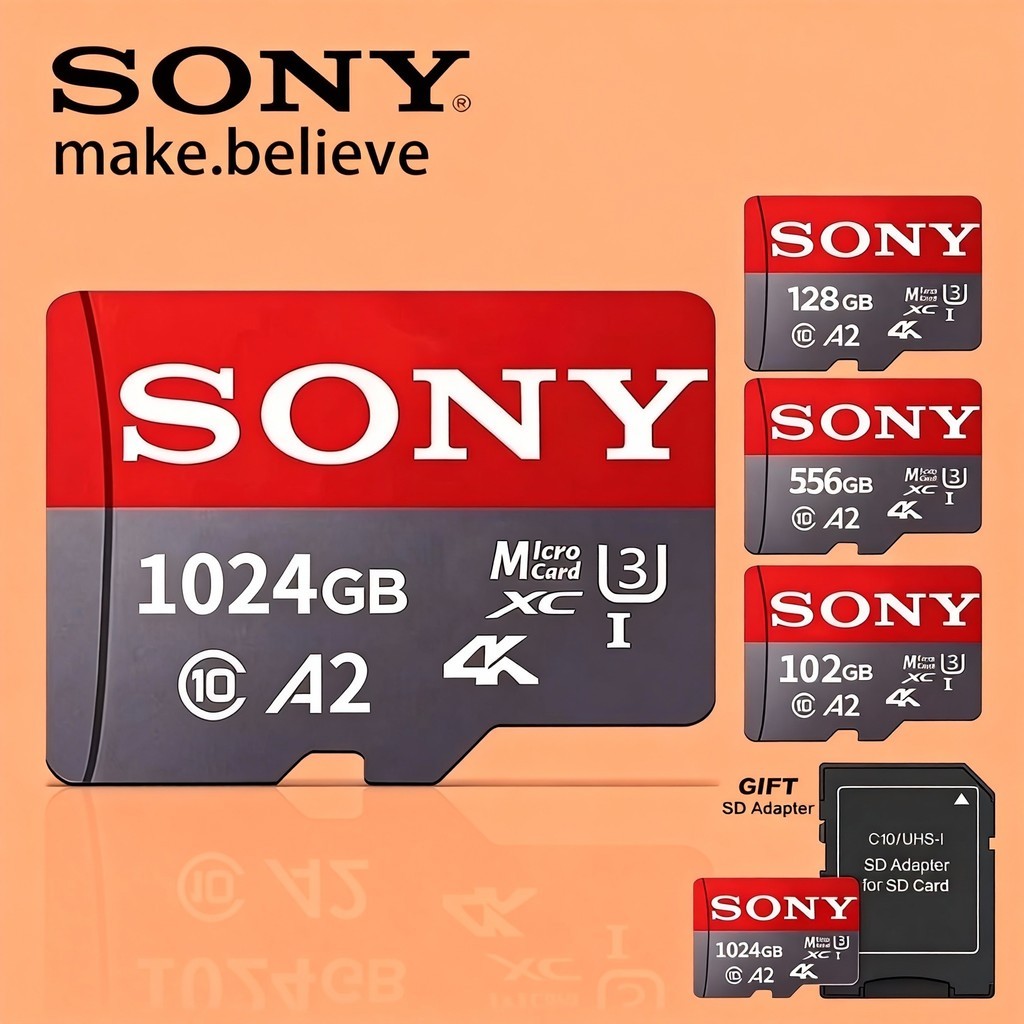 SONY Memory Card 32GB 64GB 128GB 256GB 512GB 1024GB Micro SD Card Class10 XC-1 Memory Card A1 100MB/