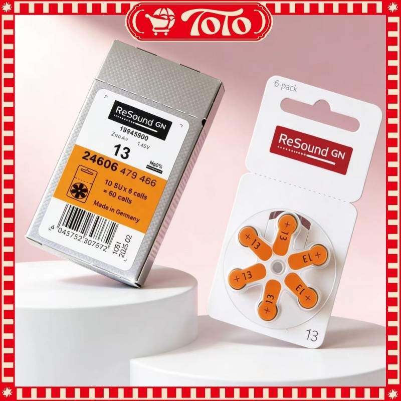 Hearing Aid Battery ReSound 13 6PCS/Set Untuk A13 A312 A10 A675 Baterai Alat Bantu Dengar GN Resound