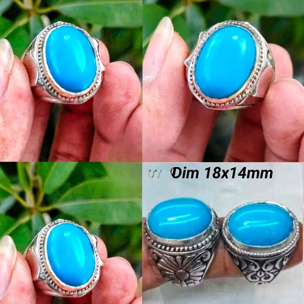 CINCIN BATU PIRUS MESIR BIRU FANCY POLOS HG RING ALPAKA SUPER