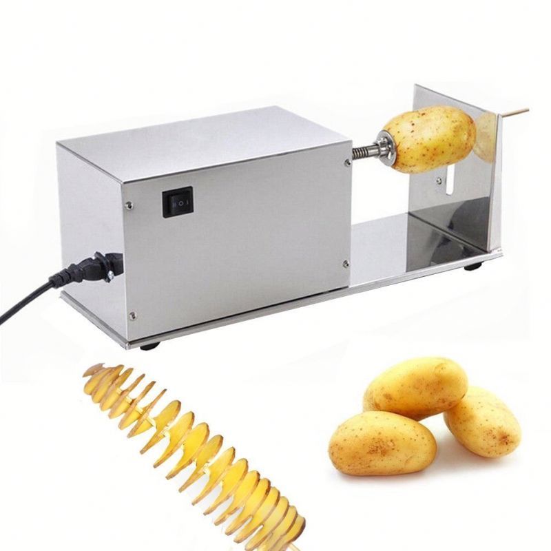 Automatic Potato Chips Making Machines Spiral Potato Cutter Machine Commercial Potato Chips Cutter E