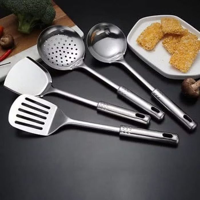 Set Spatulla Stainless 4in1 Anti Karat - set alat masak