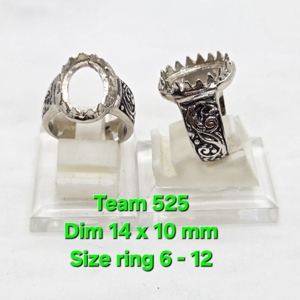 Ring emban alpaka super dim 14x10 kwanjing iranian motif cakar rintik / pengikat ring cincin batu ak