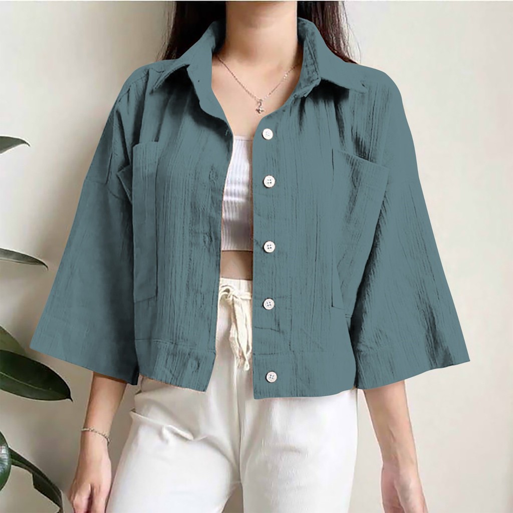 Kemeja crop jumbo ld 120 dan ld 140 cm/blouse jumbo 140 kg