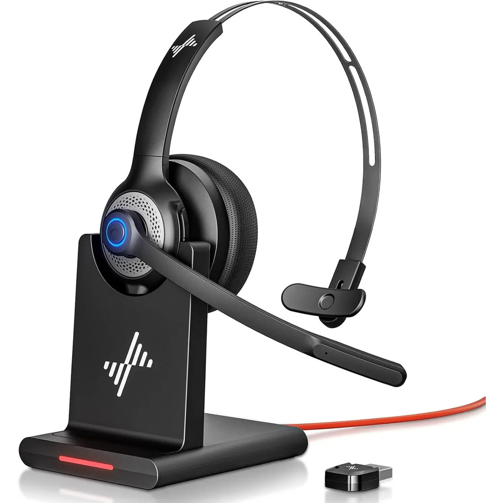 Bluetooth 52 Wireless Headset with Mic for Work Clear Call Mic Mute USB Dongle Applicable To PC,Lapt