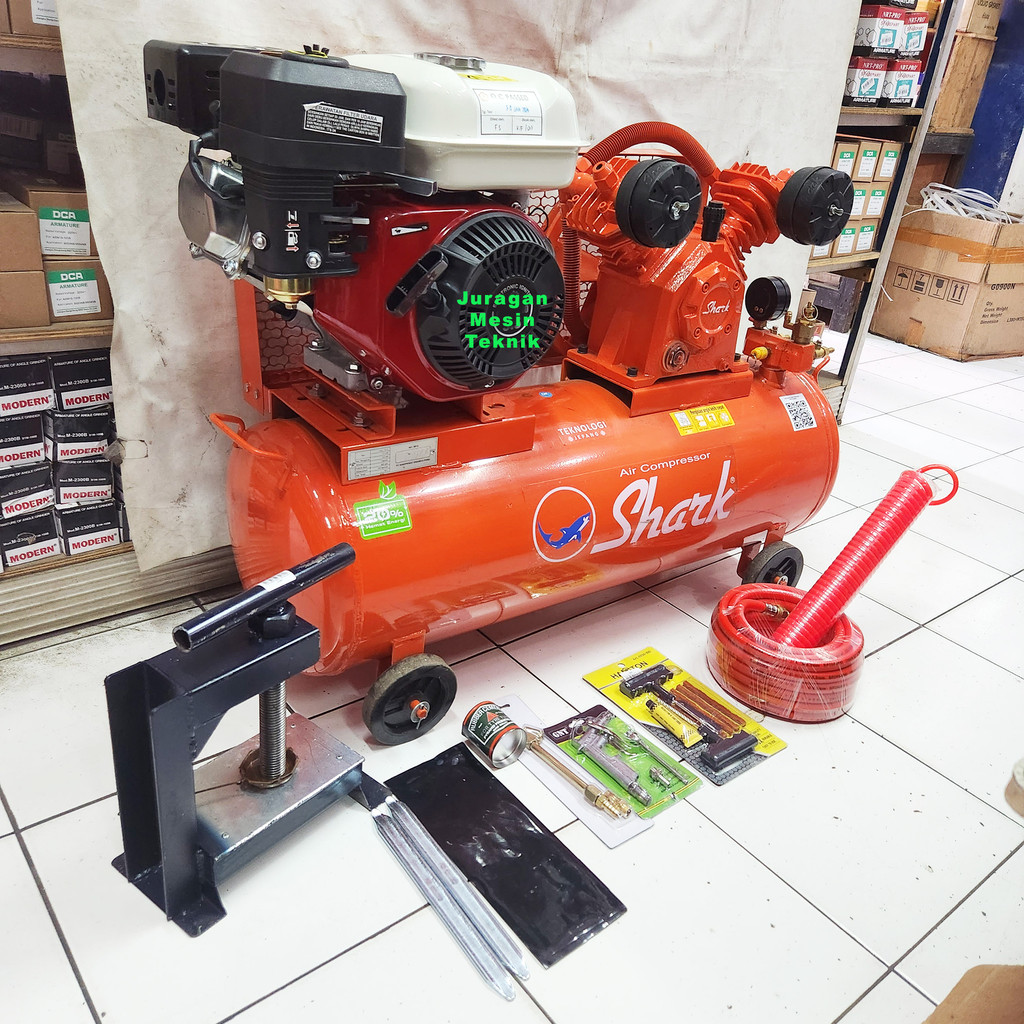 Mesin Kompresor Bensin Shark 1/2HP & Mesin Penggerak GX160