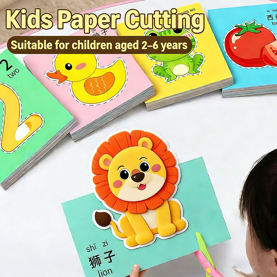 Mainan DIY Paper Cut /aktivitas menggunting anak/Mainan Gunting Kertas Anak/Latihan Menggunting Anak