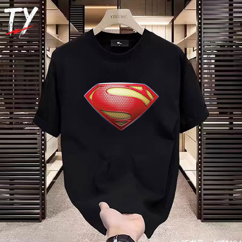 TY Baju Kaos Distro Pria T-shirt Kaos Oversize Superman Logo Kaos Lengan Pendek Katun Kaos Atasan Pr