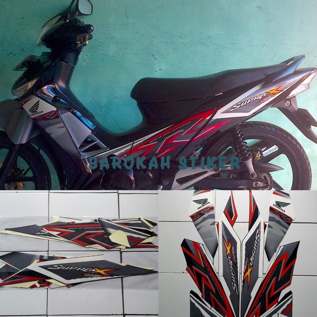 STRIPING STICKER LIST MOTOR HONDA SUPRA X 125 R 2011 2012 HITAM ABU FULL BODI