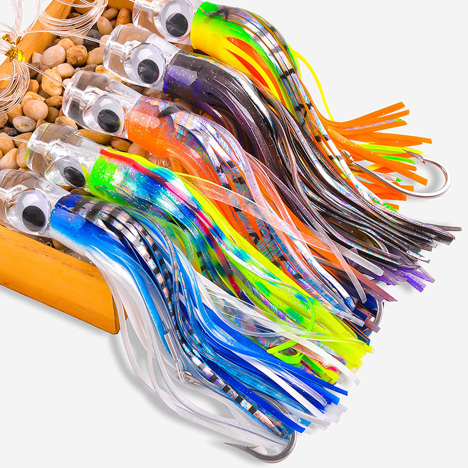 68g/108g Trolling lure marlin tuna mahi dolphin durado wahoo shark Skirts big game leader fishing ri