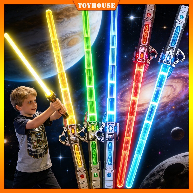 Mainan Pedang Pedangan Lightsaber Anak 2 in 1/ Pedang Laser Light 7 Warna Dengan Suara /Premium Type
