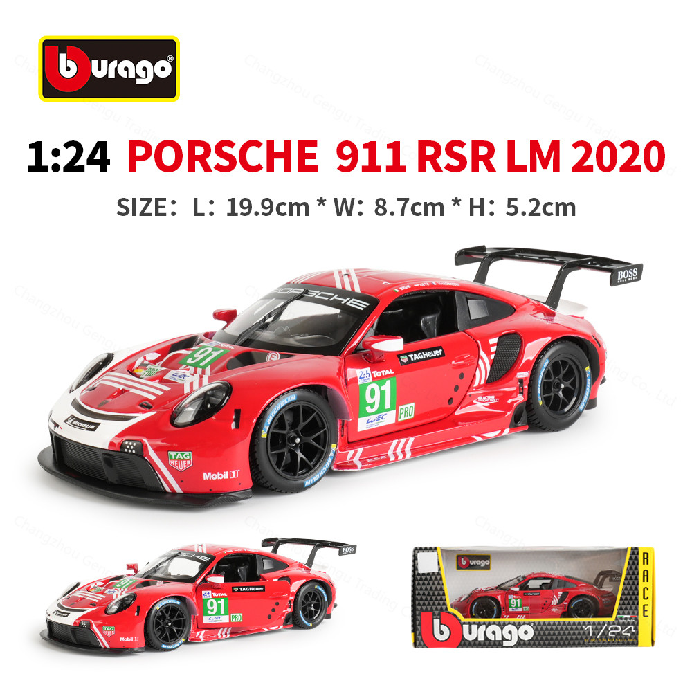 Bburago 1:24 2020 Porsche 911 RSR LM Sports Car Static e Cast Vehicles Collectible Model Car Toys