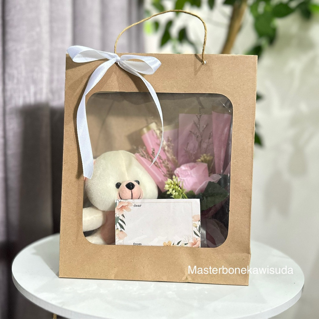 TERLARIS Tipe 2 Polosan Tas Hampers wisuda Tas mika boneka / buket bunga artificial/ kado wisuda  / 