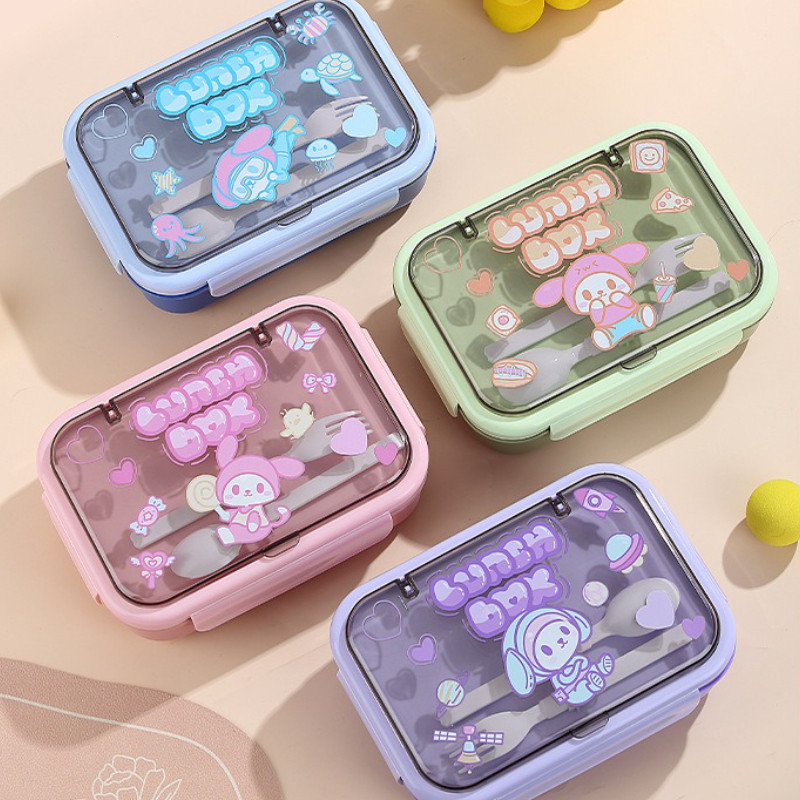 GROWSIR Kotak Makan / Lunch Box Anak 5 sekat 1200ml – Bento Box Set Sendok Garpu BPA FREE