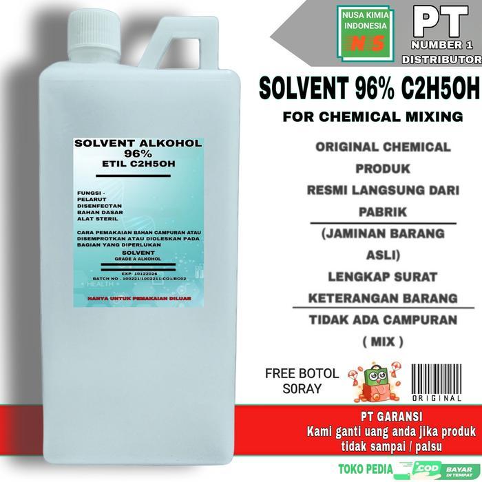 ALKOHOL FOOD GRADE 96% 1 LITER SOLVENT PELARUT KIMIA DAN PARFUM / SOLVENT