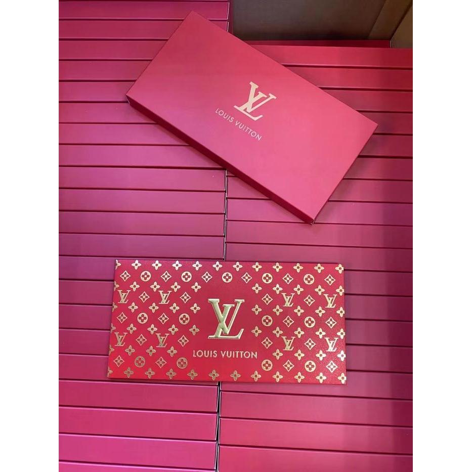 Amplop Angpao Merah Motif LV CHANEL Tahun Baru Imlek Natalan Lebaran - LV Merah, Paket 5 Pcs