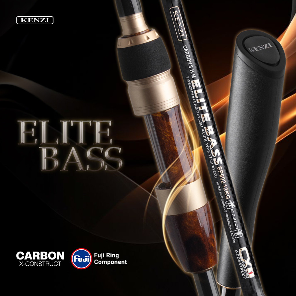 KENZI ELITE BASS 602 Hollow Carbon Spinning Full Fuji Guides 6-14lbs 7-15lbs 8-17lbs 10-20lbs - Jora