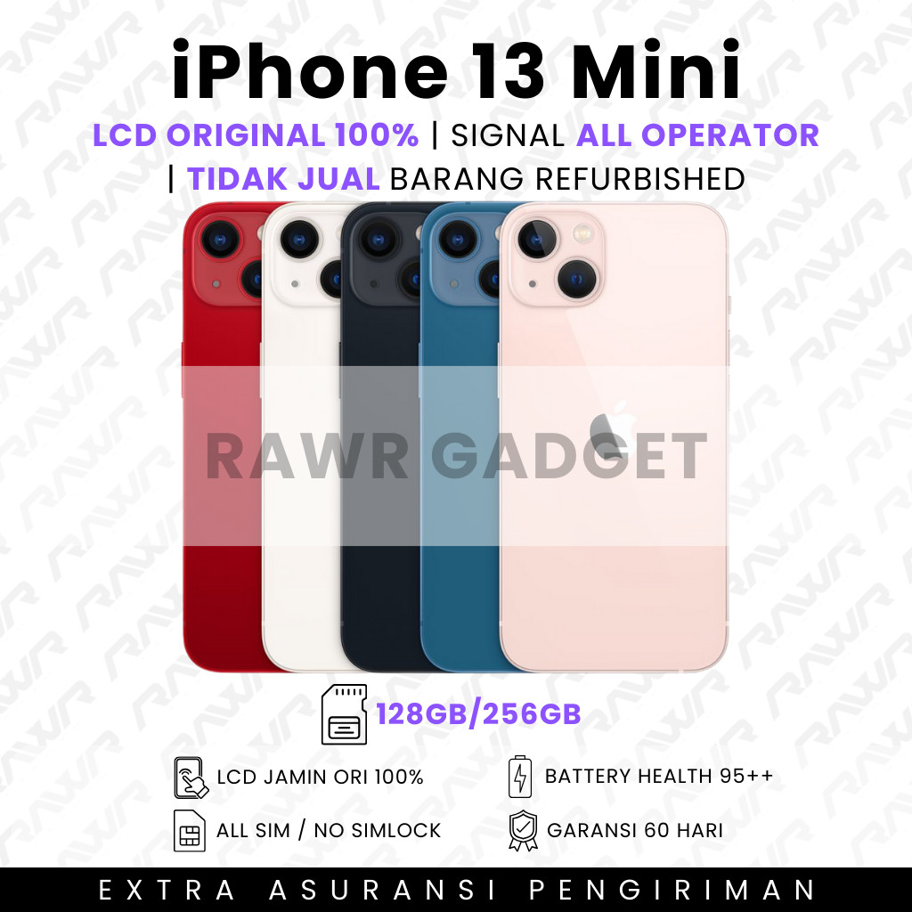 iPhone 13 MINI 128GB 256GB LCD 100% ORIGINAL NO REFURBISHED FULLSET GARANSI 60 HARI